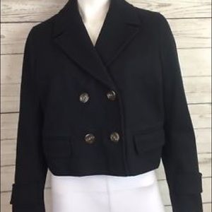 Car tinnier wool crop pea coat in black